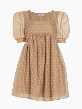En Saison Cream Polka Dot Scoop Neck Dress